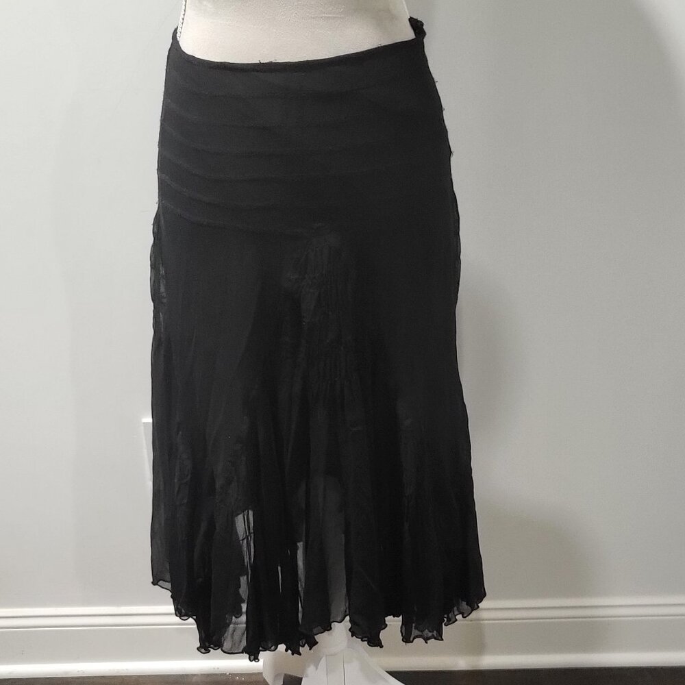Gracia Fashion Vintage 100% Silk Skirt with silk lining, side zip Size Sm to Med